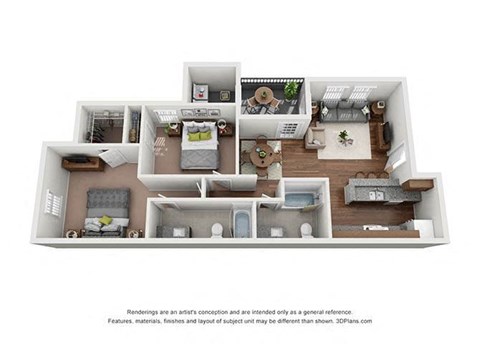 2 Bedroom Floor Plan at Lakecrest Village, Texas
